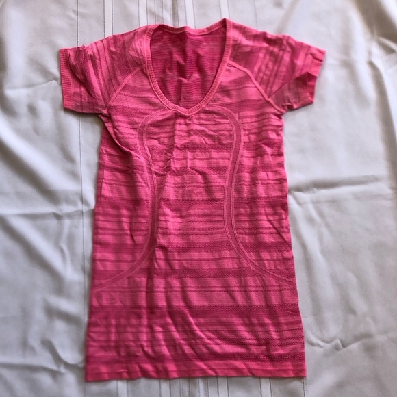 Lululemon Pink Striped Short Sleeve Top - Picture 2 of 13